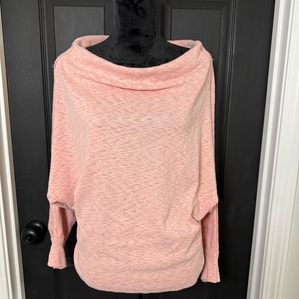 Umgee Pink Cowl Neck Off The Shoulder Sweater